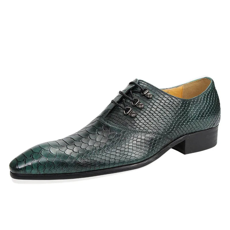 Classic Crocodile Pattern Oxford Shoes