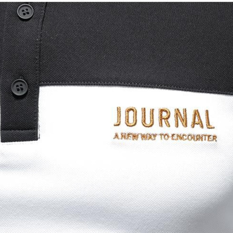 Contrast Center Style Printed Letter Polo Shirt