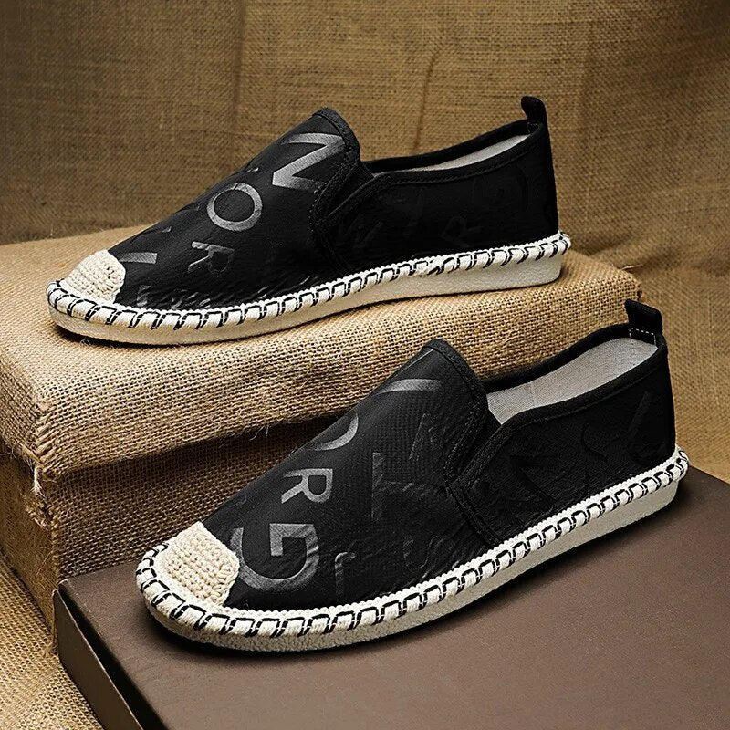 Simple Letters Stitched Slip On Loafers