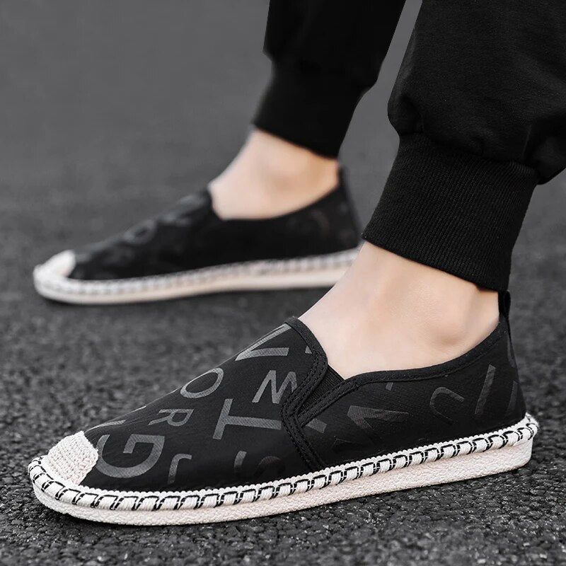 Simple Letters Stitched Slip On Loafers