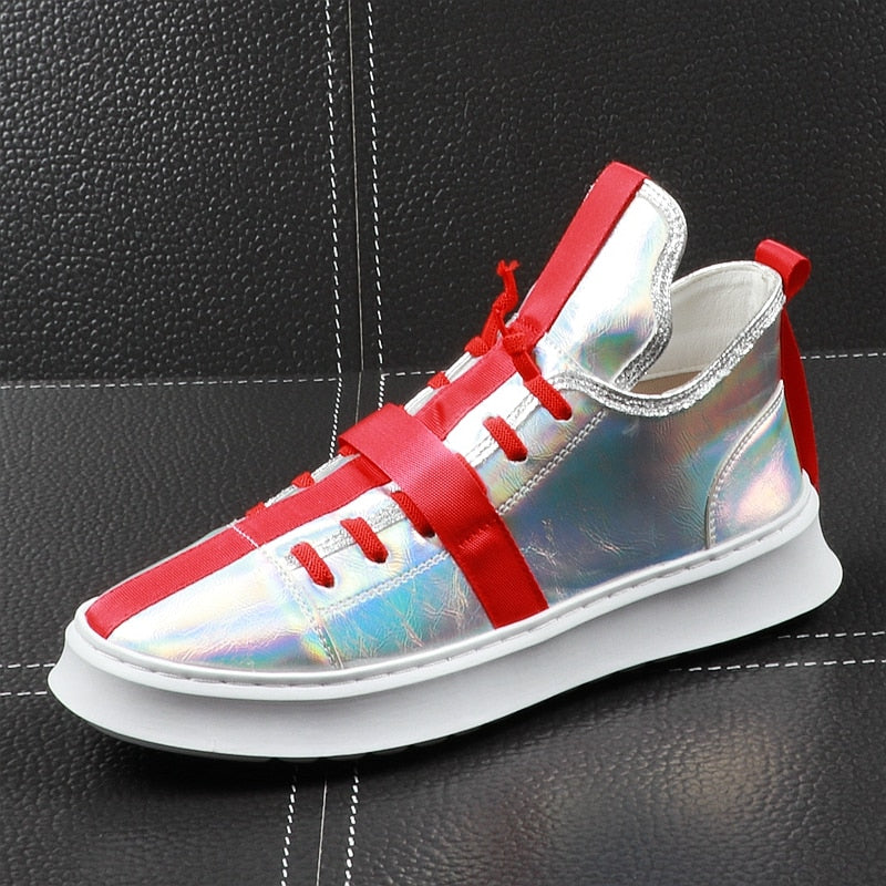 Glossy Casual Contrast Colour Youth Thick Bottom Style Men Sneaker