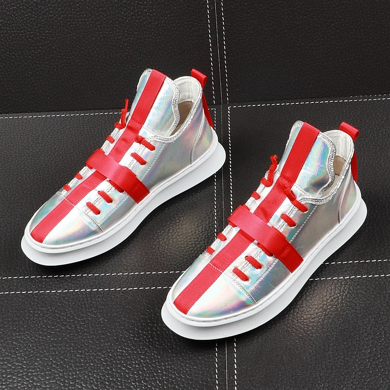 Glossy Casual Contrast Colour Youth Thick Bottom Style Men Sneaker