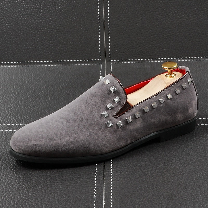 Casual Breathable Pointed Toe Slip on with Square Rivets Men Loafers