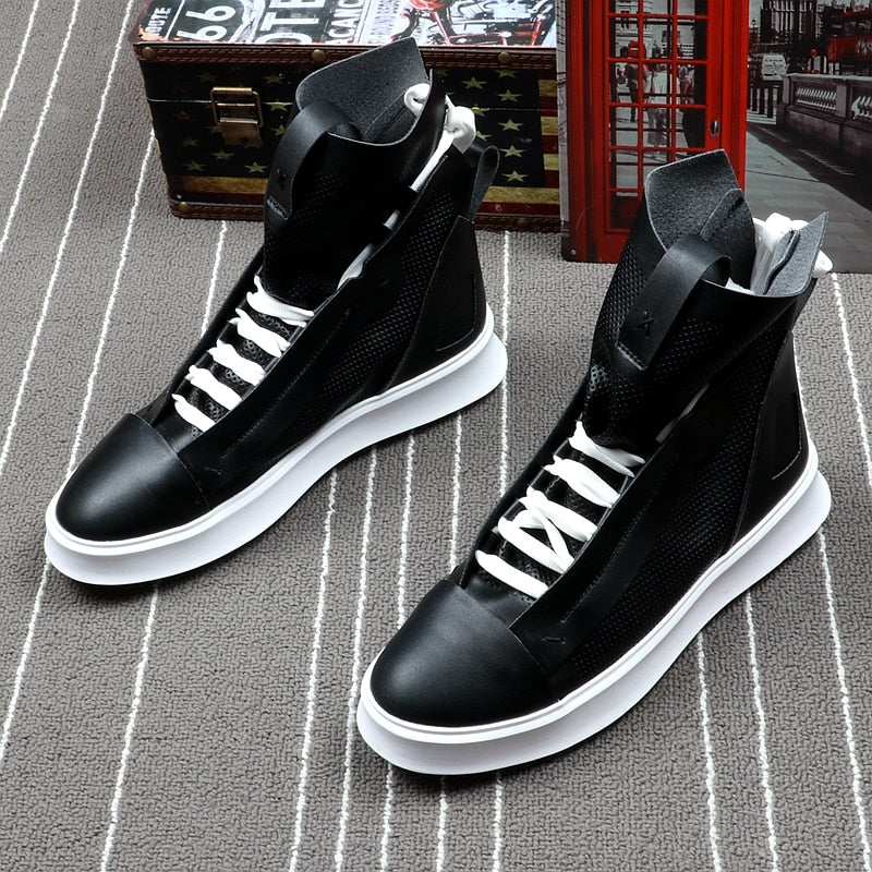 Casual Black High Lid Hip Hop Style Men Sneaker - FanFreakz