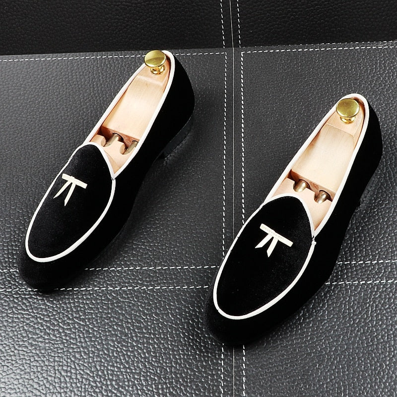 Suede with White Lining and Ribbon Detail Men Loafers Shoes