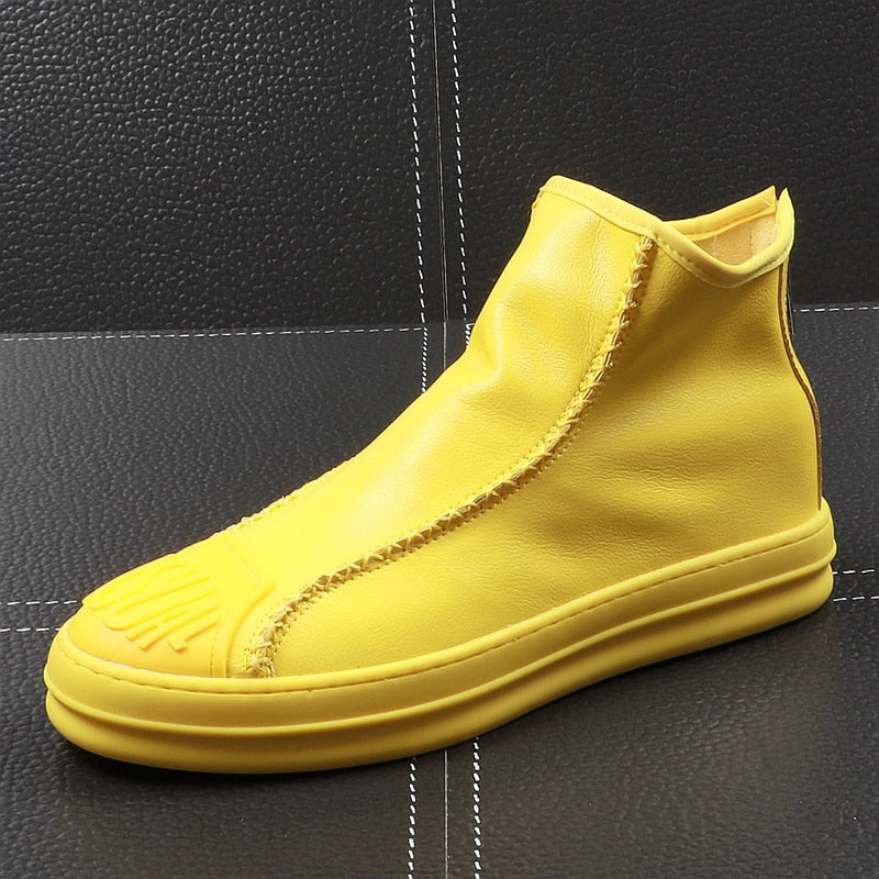 Casual Toe Slip On with Back Zipper Style Men Ankle Boots