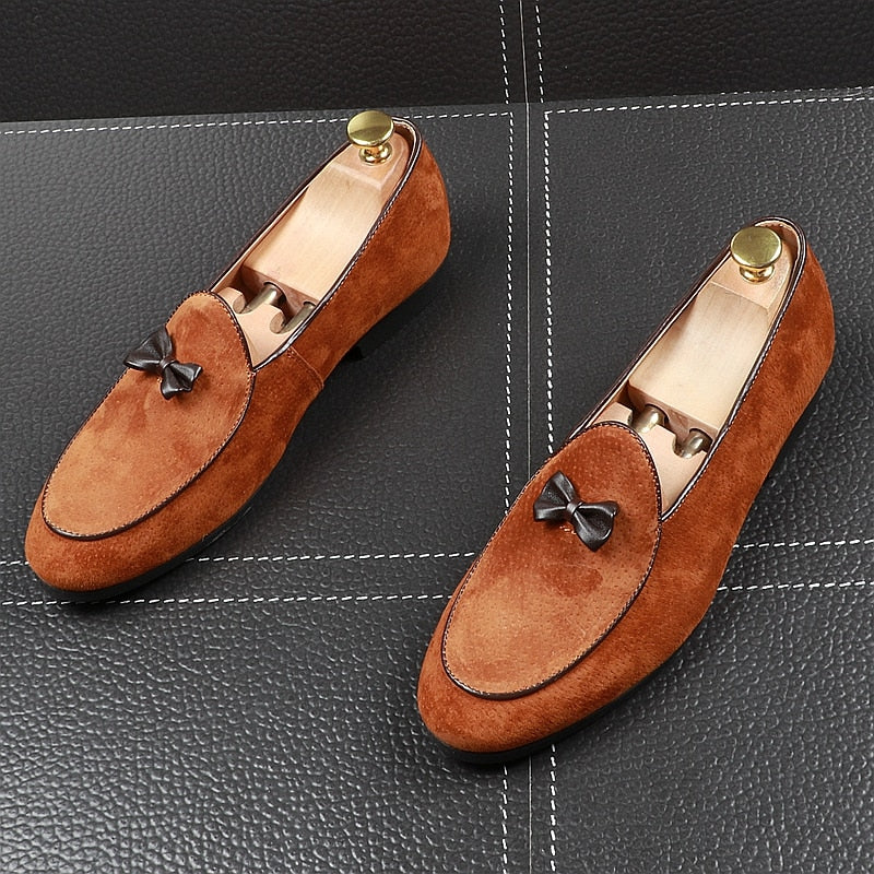 Pointed Toe with Butterfly Bowknot Detail Men Loafers Shoes