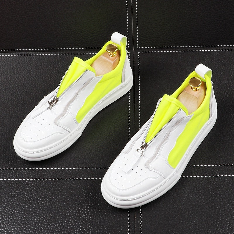 Zipper Youth Casual Air Mesh Breathable Thick Bottom Style Men Sneakers