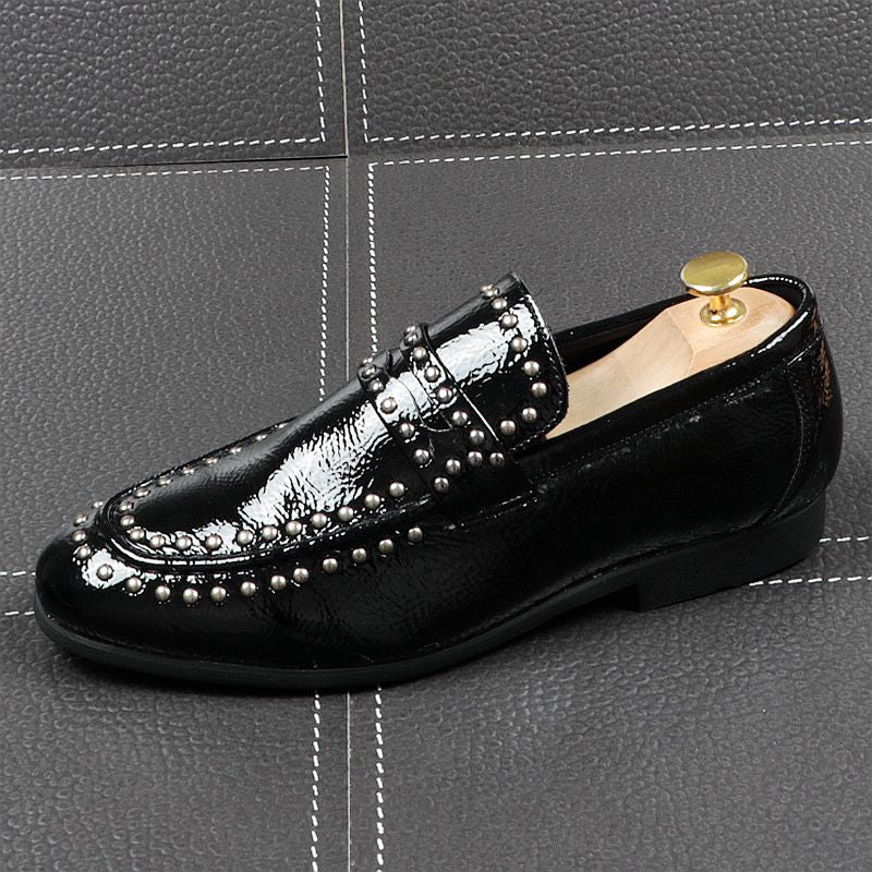 Shine Casual Slip On Pointed Toe with Rivets Men Loafers Shoes