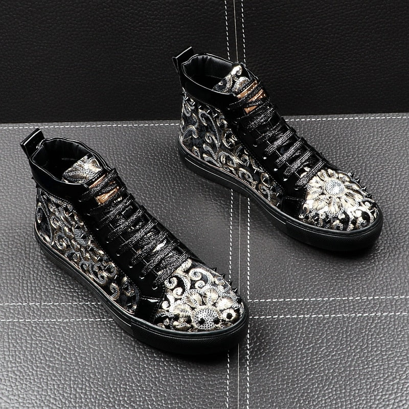 Dazzling Sequin Embroidery Youth Casual Style Men Sneaker