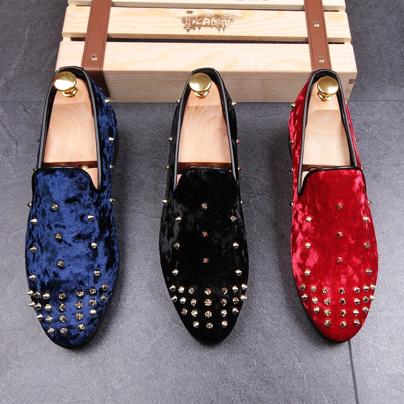 Flock Rivets Casual Men Loafers Shoes