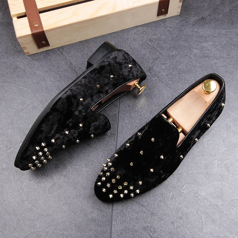 Flock Rivets Casual Men Loafers Shoes