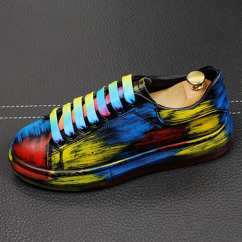 Cheerful Abstract Rainbow Color Painting Sneaker