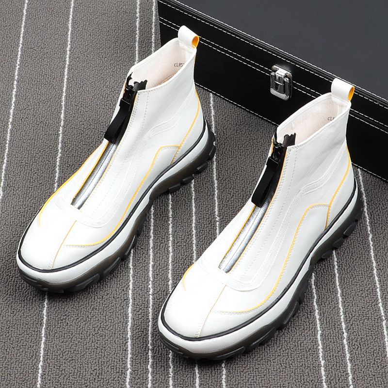 High Top Microfiber with Zipper Thick Bottom Sneaker