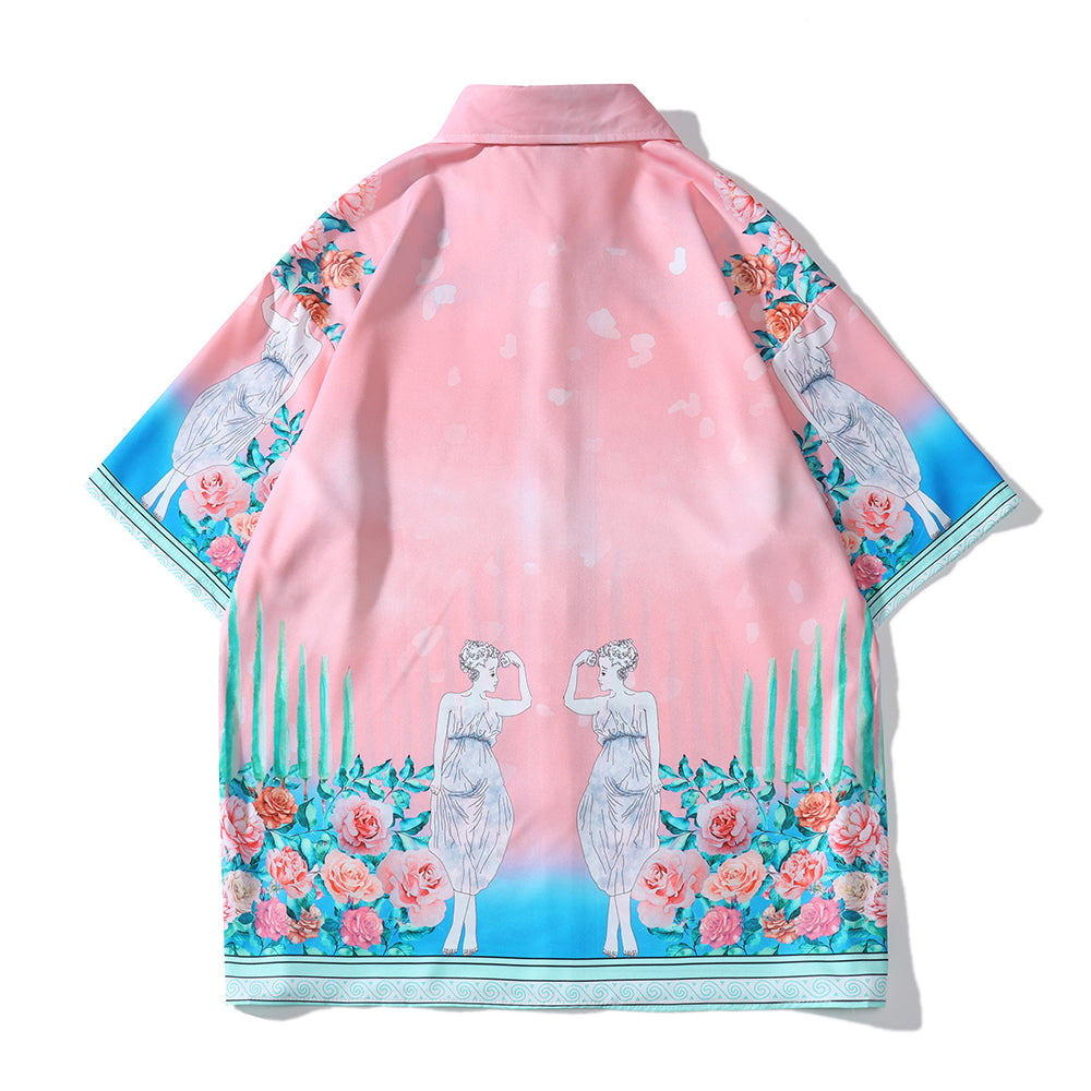 Floral Pink Polyester Shirt