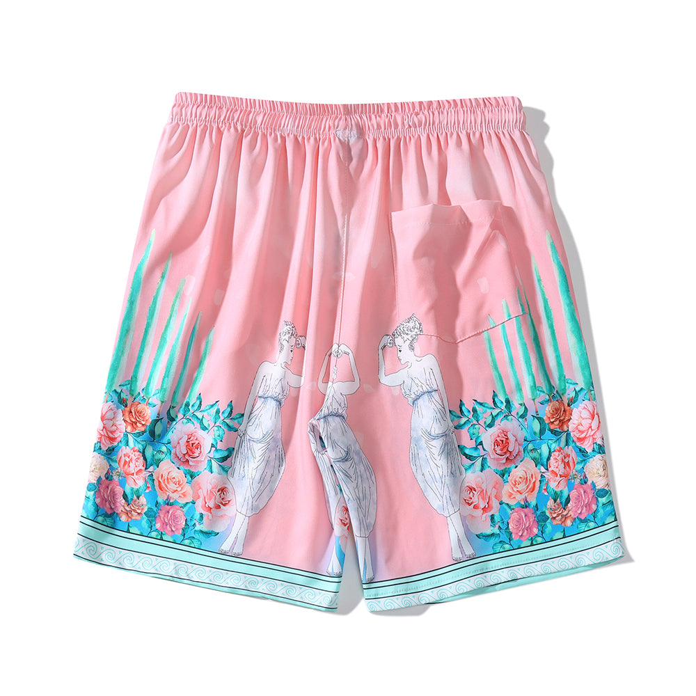 Floral Pink Polyester Short