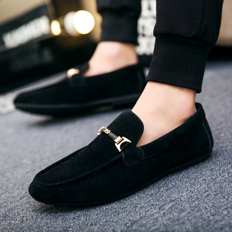 Faux Suede Slip On Casual with Chain Moccasin Soft Style Men Loafers Shoes