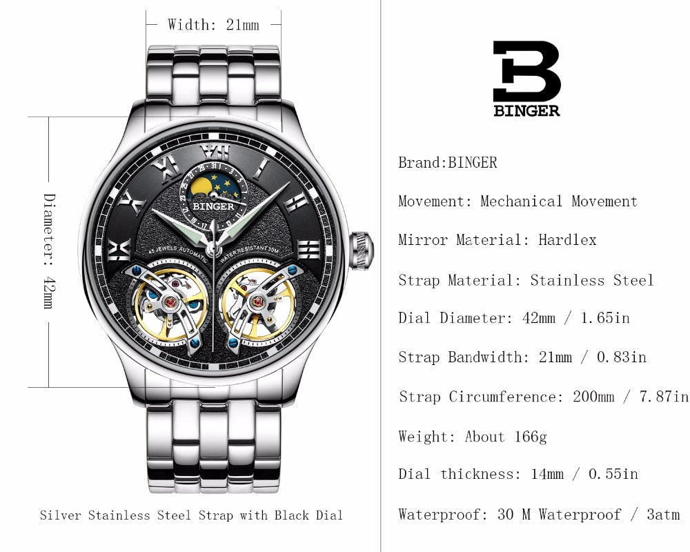 Double Tourbillon Switzerland Automatic Men Watch