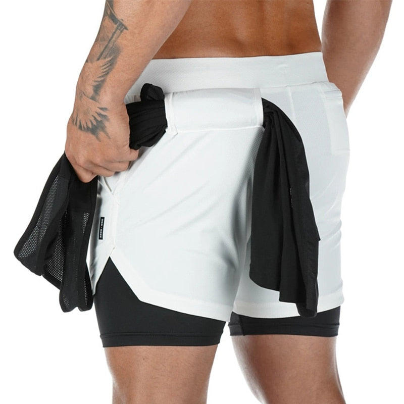 Double Layer Solid Pattern Style Shorts