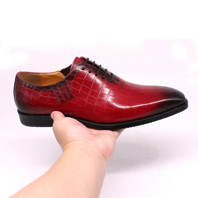 Gradation Leather Alligator Look Men Oxford Shoes