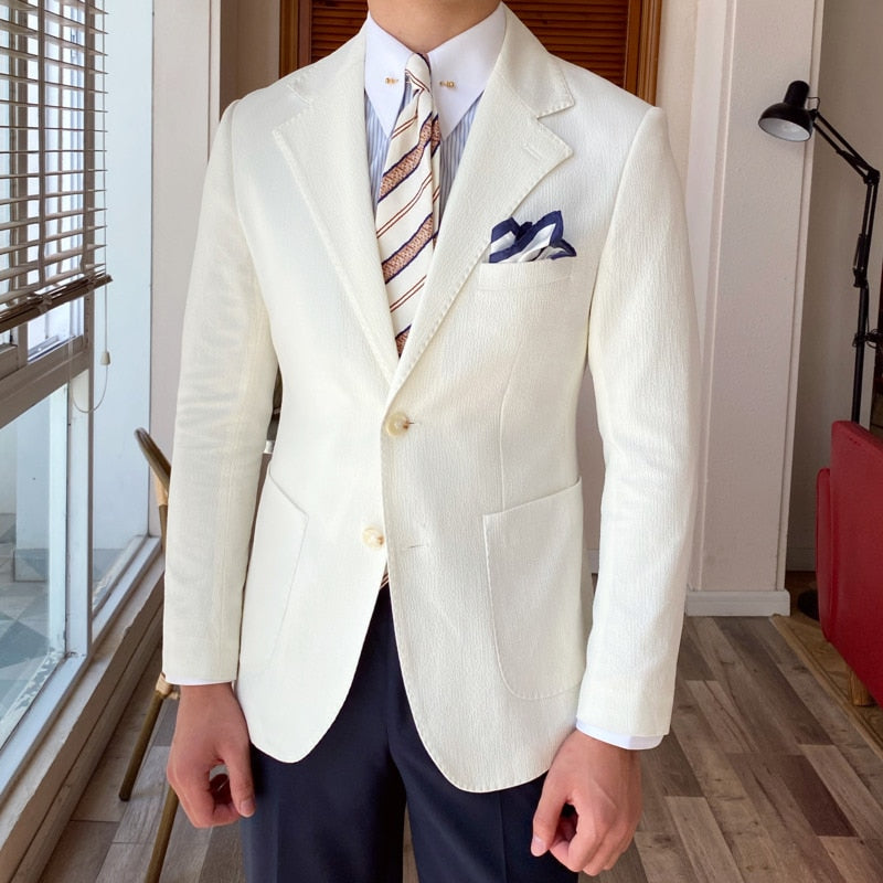 Plain White European Style Social Club Blazer