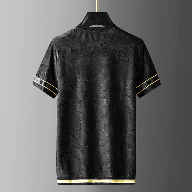 Black Patterned Embroidery Badge T-Shirt