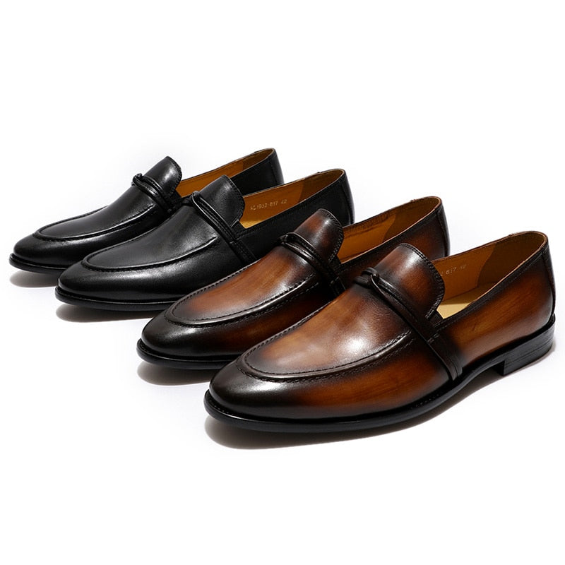 Black Brown Slip On Leather Business Style Men Shoes