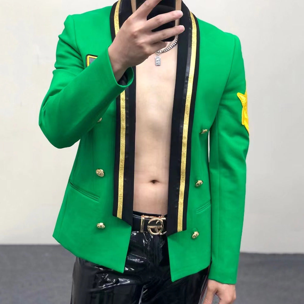 Lion Green Gold Button Blazer