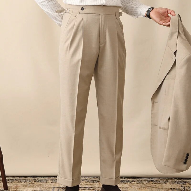 Khaki Color Side Buckle Trousers