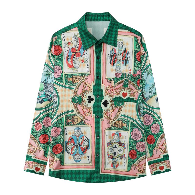 Poker Jade Pattern Collar Shirt