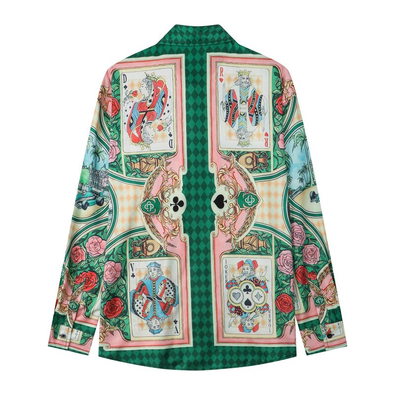 Poker Jade Pattern Collar Shirt