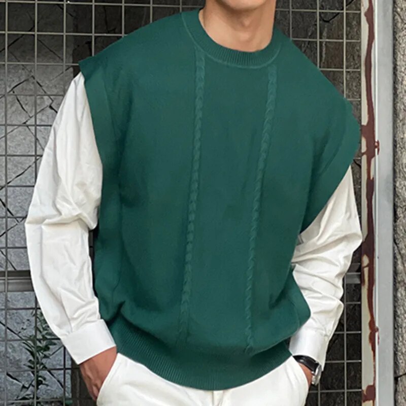 Jacquard Contrasting Color Knit Sweatshirt