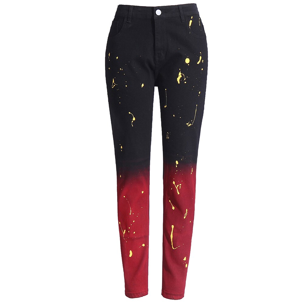 Black Red Gradient Paint Jeans