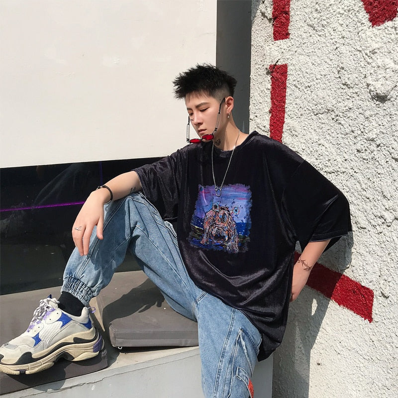 Streetwear Casual Printed Harajuku Loose Style Men T-Shirt