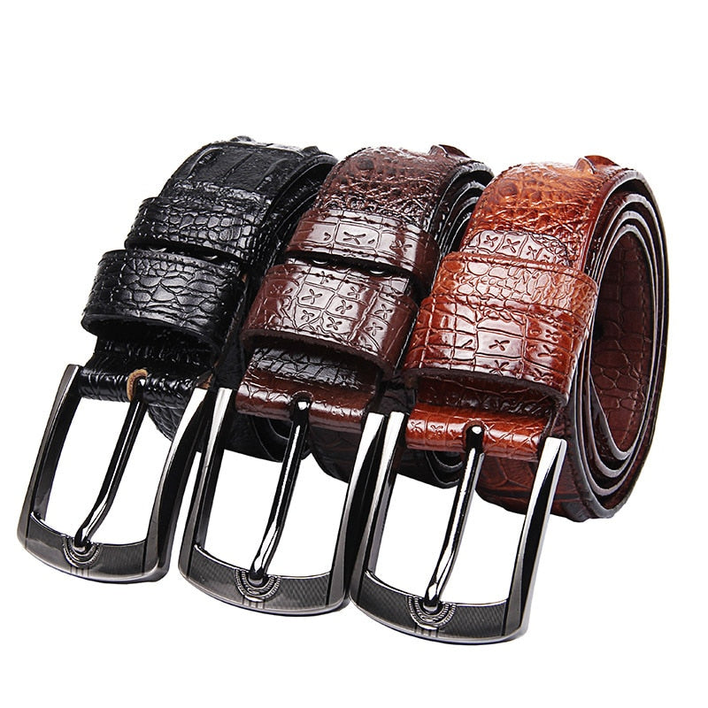 PU Leather Crocodile Pin Buckle Belts