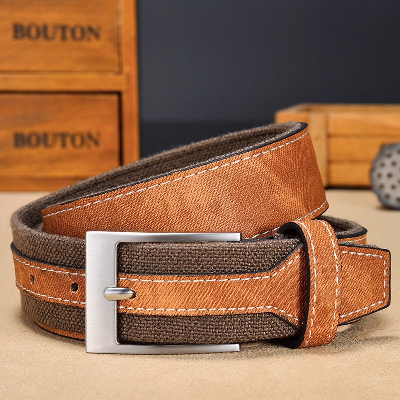 Geometric Pattern Style Canvas Belt