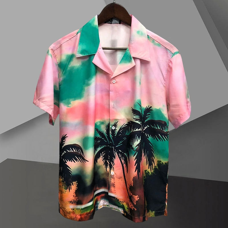 Pink Hawaiian Style Short Sleeve Shirt