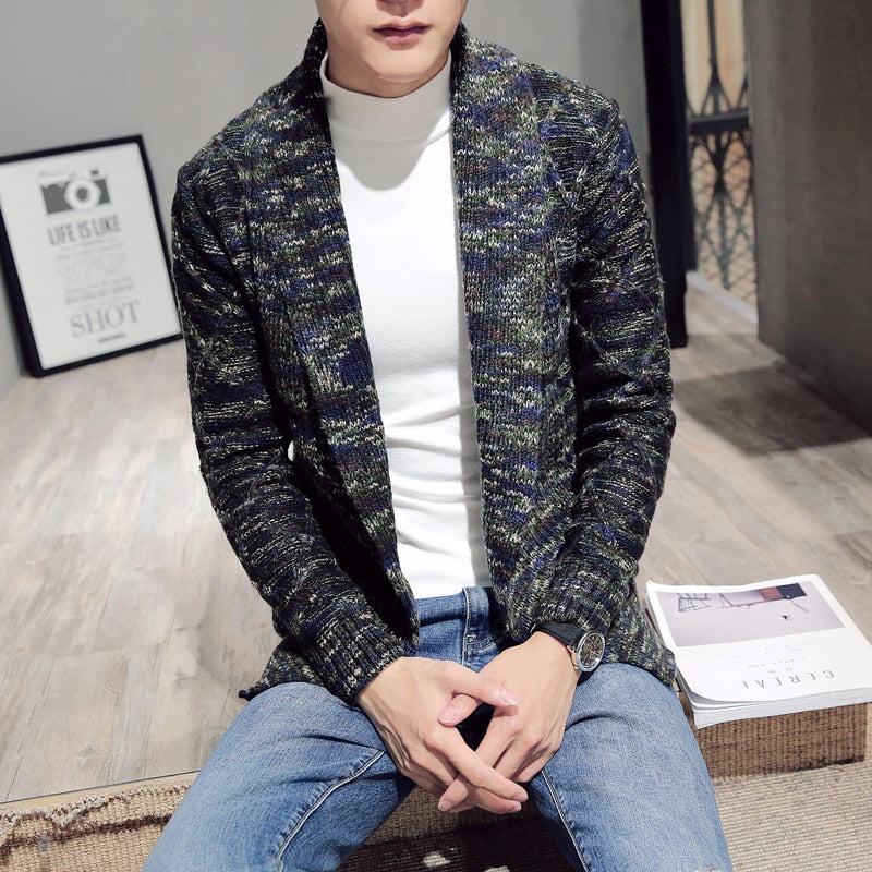 Knitted Classic Marble Casual Style Men Cardigan