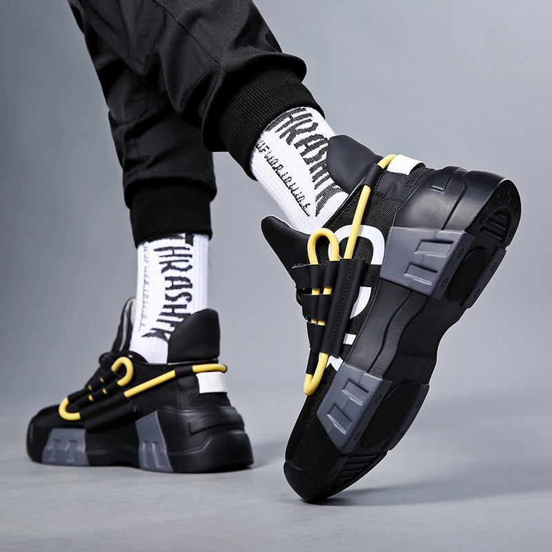 Black High Top Chunky Casual Style Men Sneaker