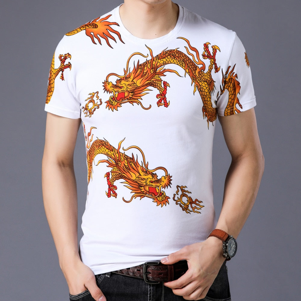 Dragon Printed O-Neck T-Shirt