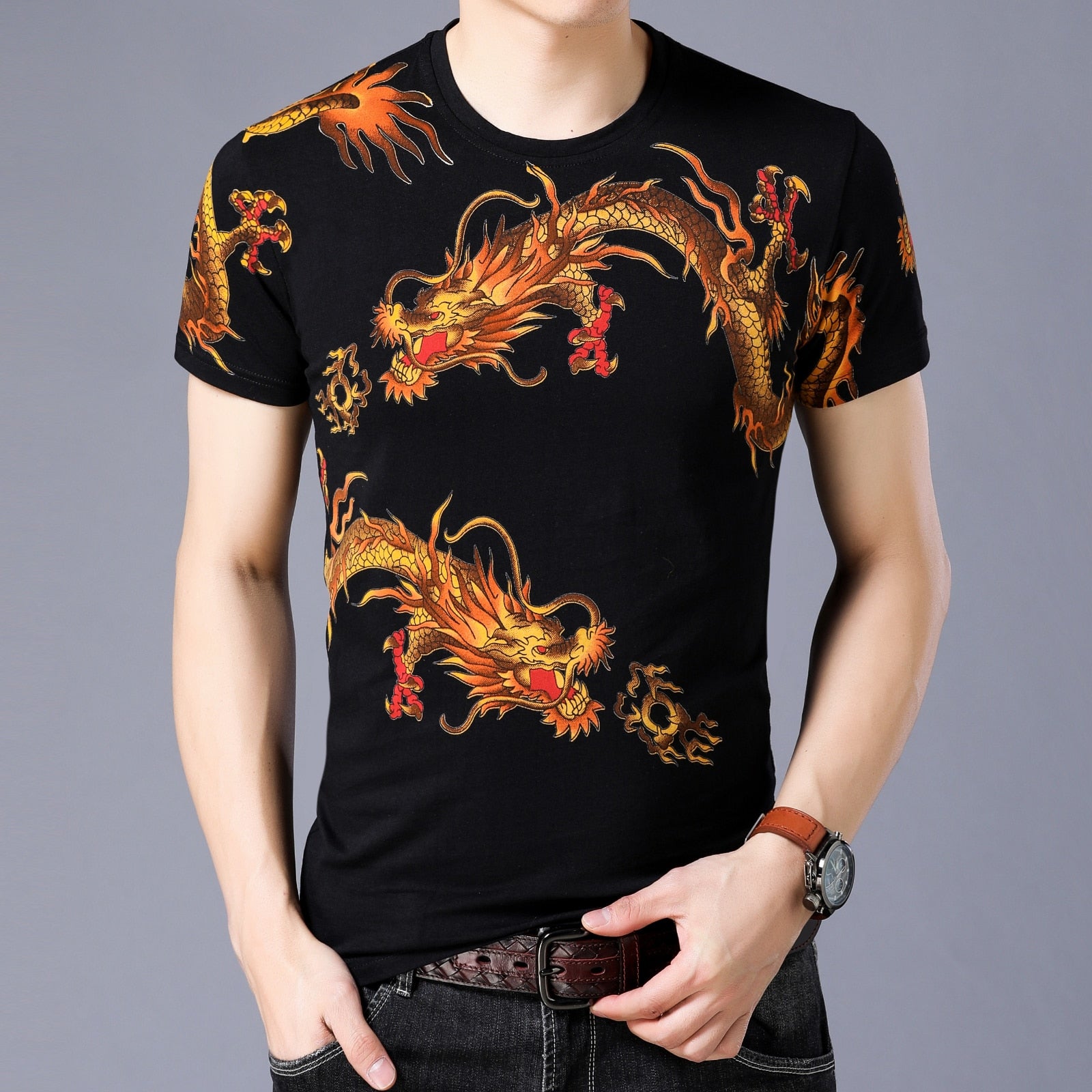 Dragon Printed O-Neck T-Shirt