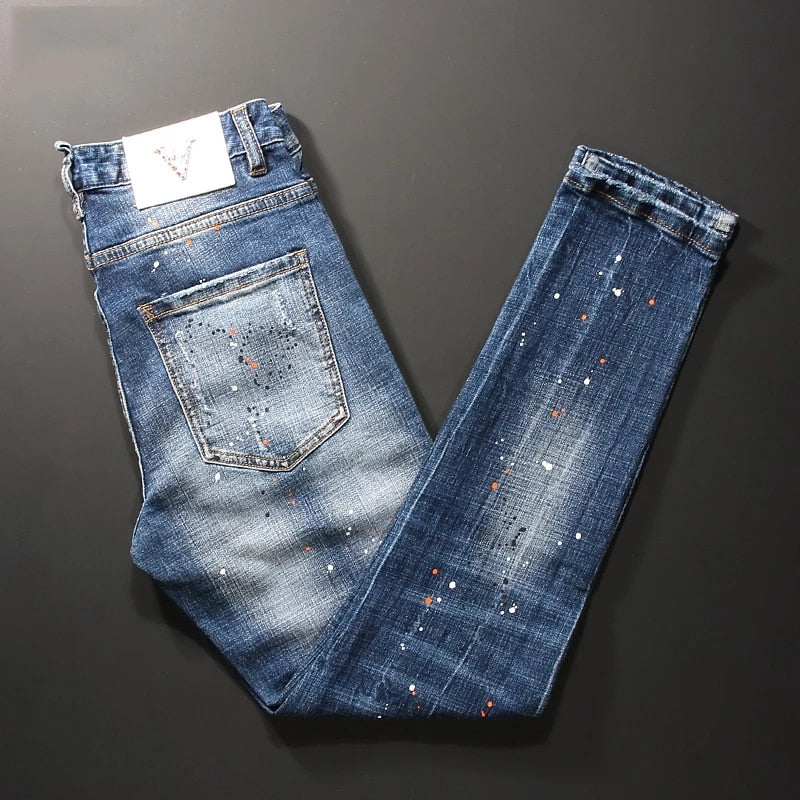 Azure Blue Streetwear Men Jeans