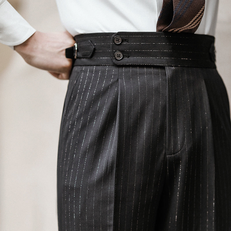 British Stripe Wide Ban Trousers