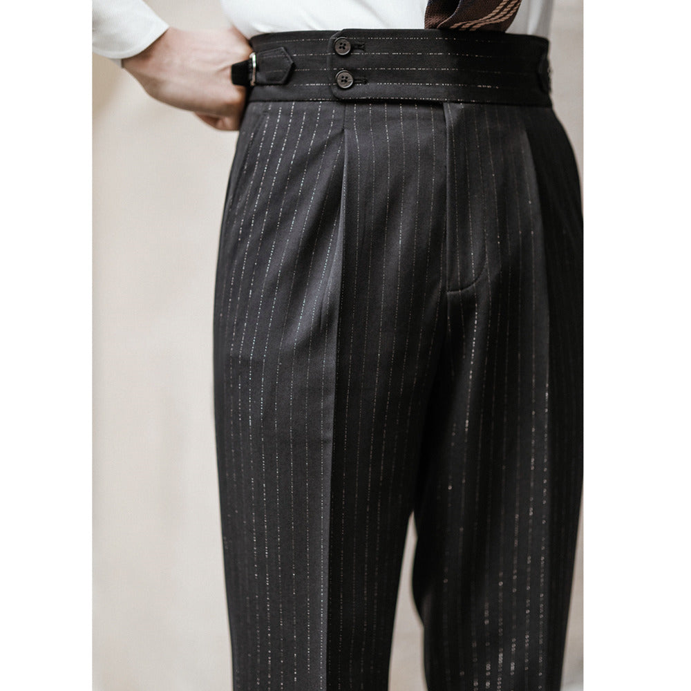 British Stripe Wide Ban Trousers