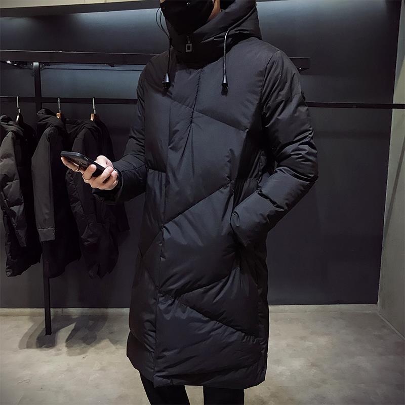 Classic Solid Black Hooded Parka Coat