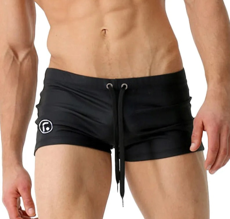 Black Navy Printed Logo Lace Up Boxer