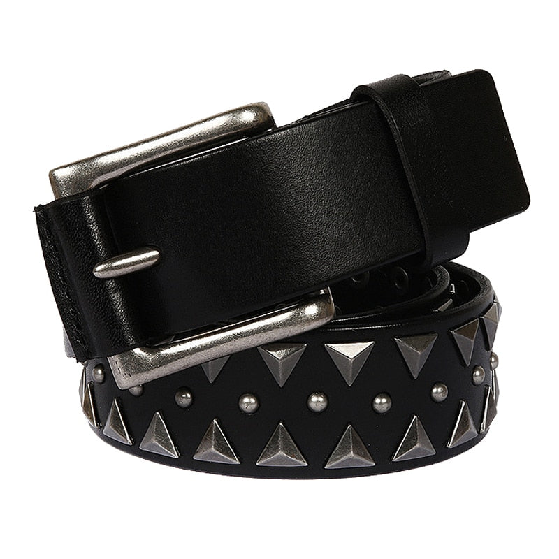 Cowboy Style Pyramid Shape Metal Rivet Men Belt - FanFreakz