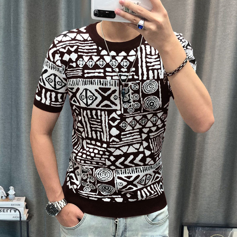 Geometry Tribal Pattern Short Sleeve T-Shirt