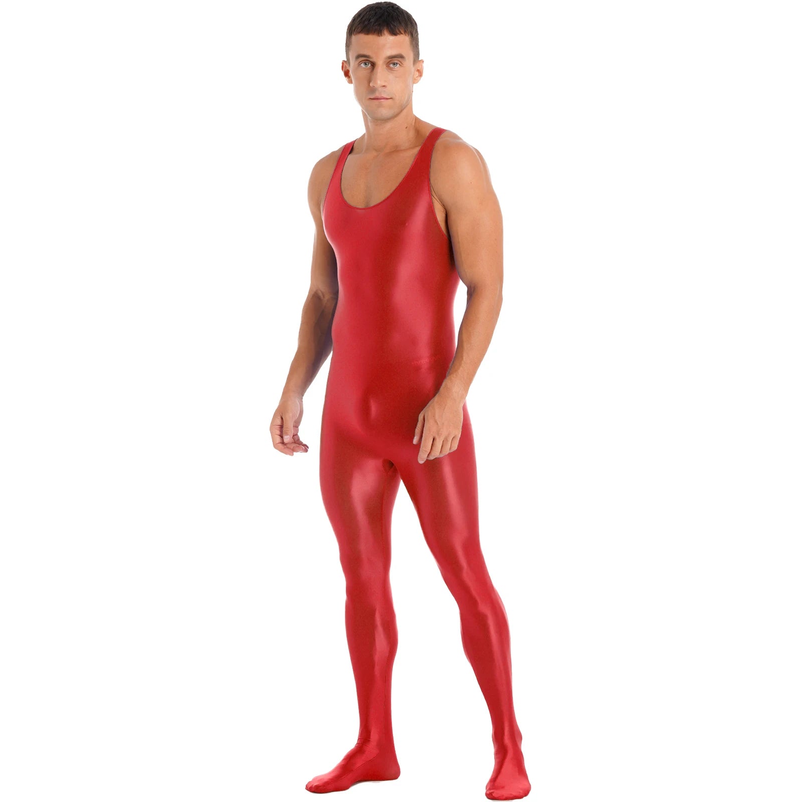 Sleeveless Solid Shiny Tights Jumpsuit