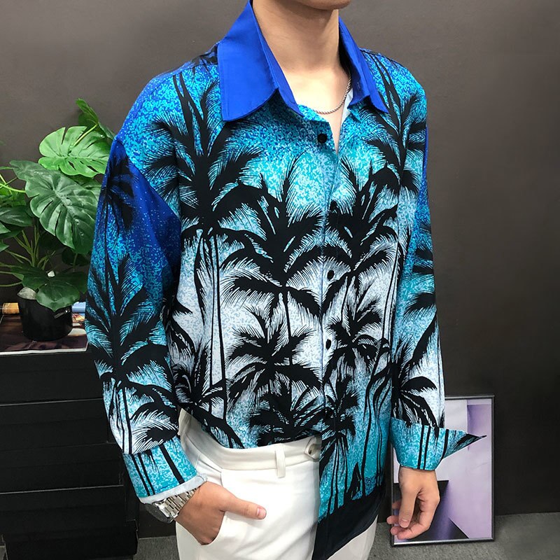 Blue Sky Coconut Tree Pattern Shirt